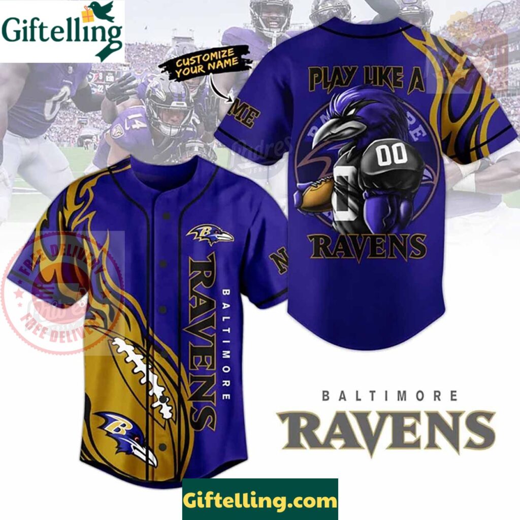 Custom NFL Baltimore Ravens Baseball Jersey