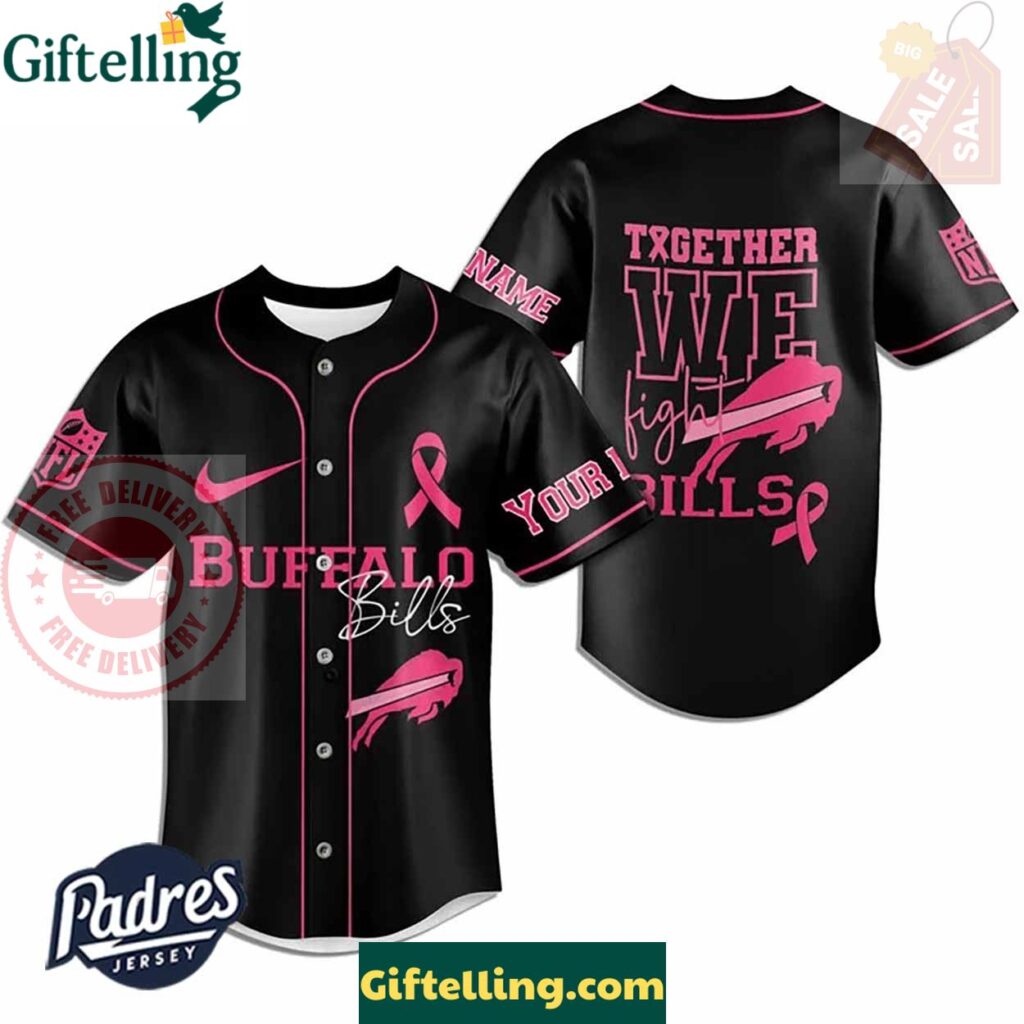 Custom NFL Buffalo Bills Breast Cancer Baseball Jersey