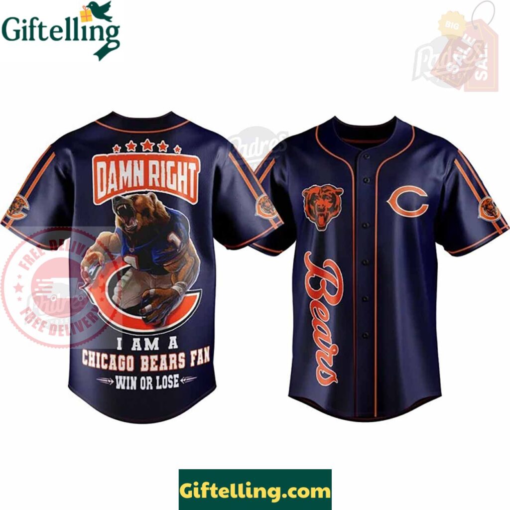 Custom NFL Chicago Bears Baseball Jersey