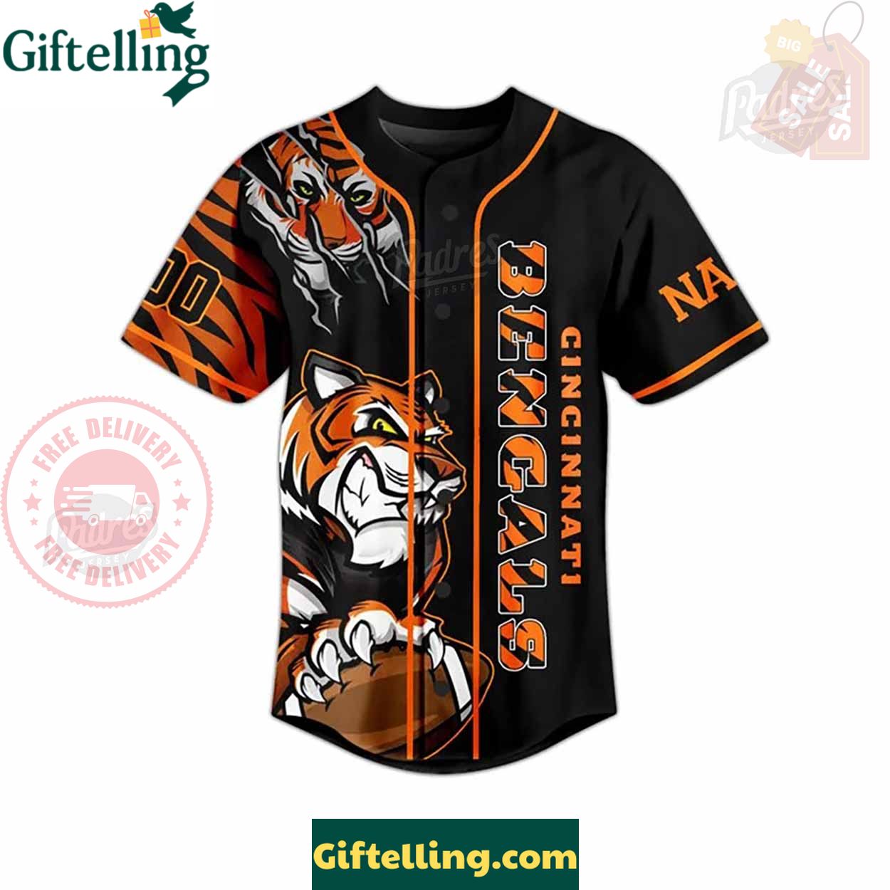 Custom NFL Cincinnati Bengals Baseball Jersey - Padres Jersey Oasis Elevate Your Baseball Style Game 2