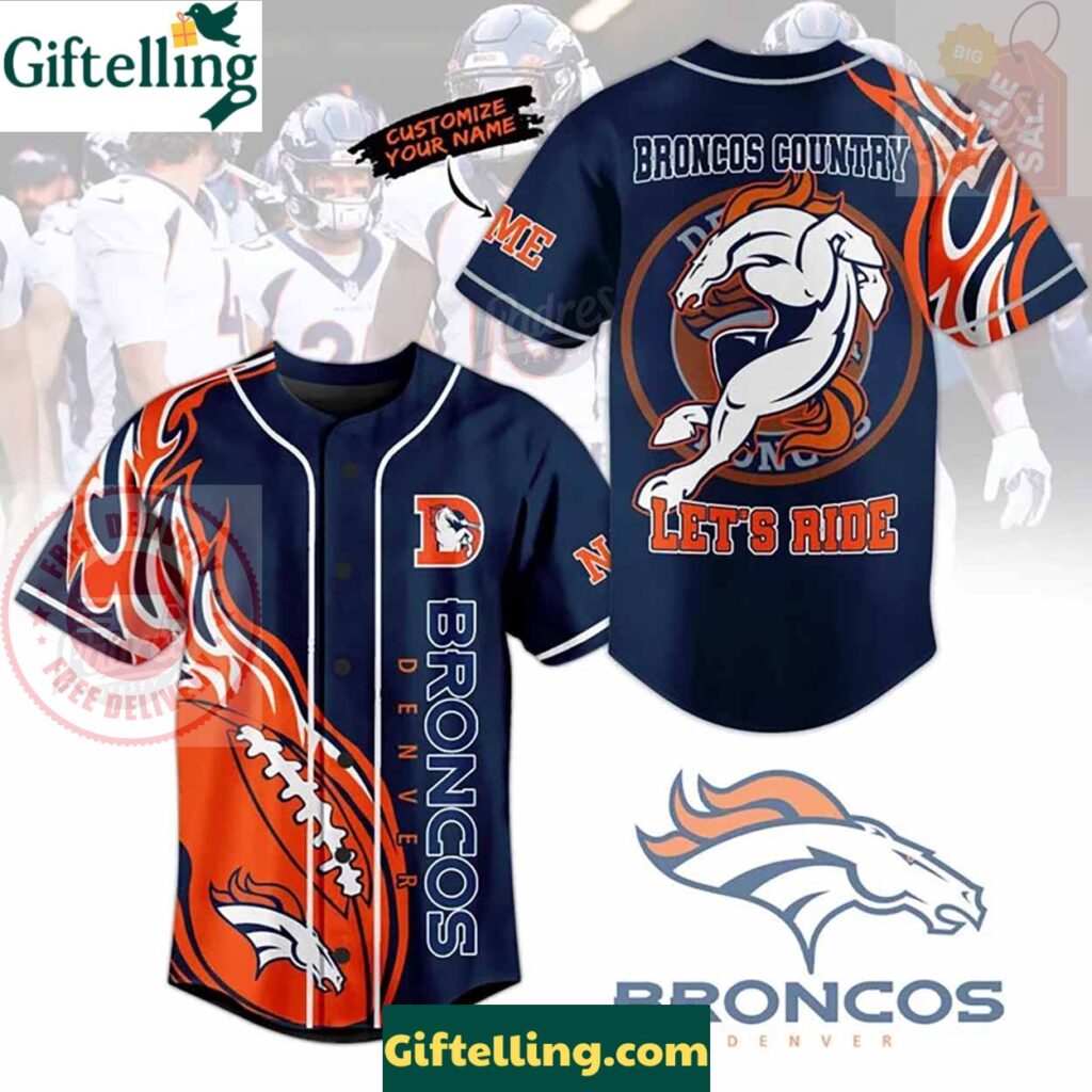 Custom NFL Denver Broncos Baseball Jersey