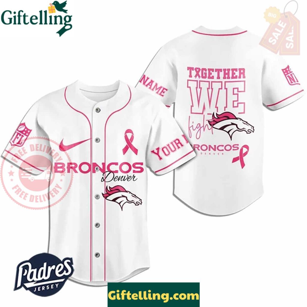 Custom NFL Denver Broncos Breast Cancer Baseball Jersey