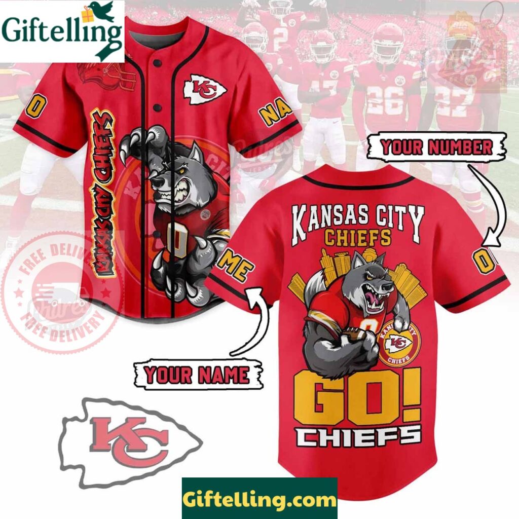 Custom NFL Kansas City Chiefs Baseball Jersey