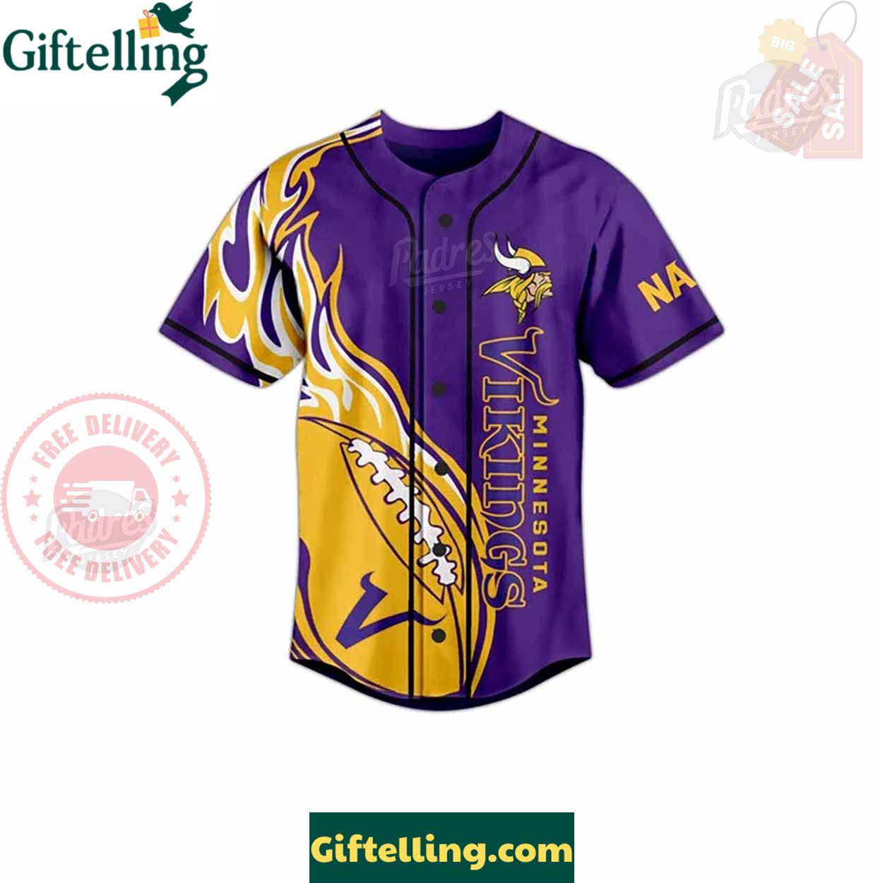 Custom NFL Minnesota Vikings Baseball Jersey - Padres Jersey Oasis Elevate Your Baseball Style Game 3