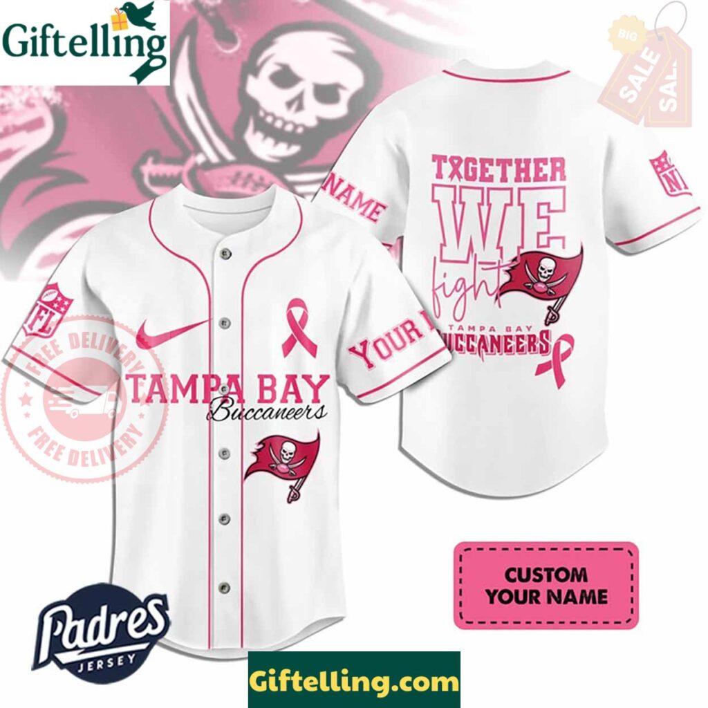 Custom NFL Tampa Bay Buccaneers Breast Cancer Baseball Jersey