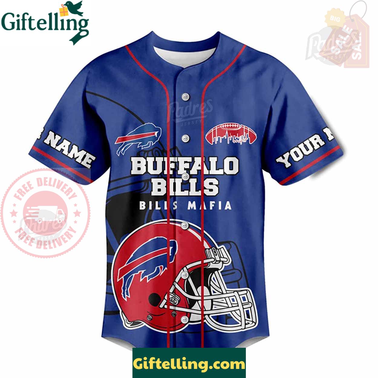 Custom Name Buffalo Bills Fan Baseball Jersey - Padres Jersey Oasis Elevate Your Baseball Style Game 2