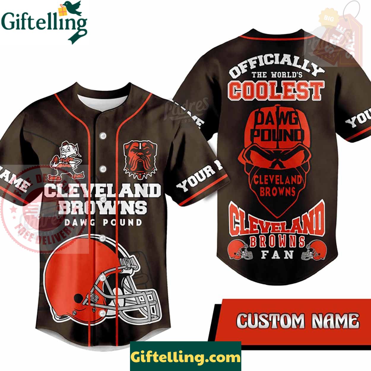 Custom Name Cleveland Browns Fan Baseball Jersey - Padres Jersey Oasis Elevate Your Baseball Style Game 1