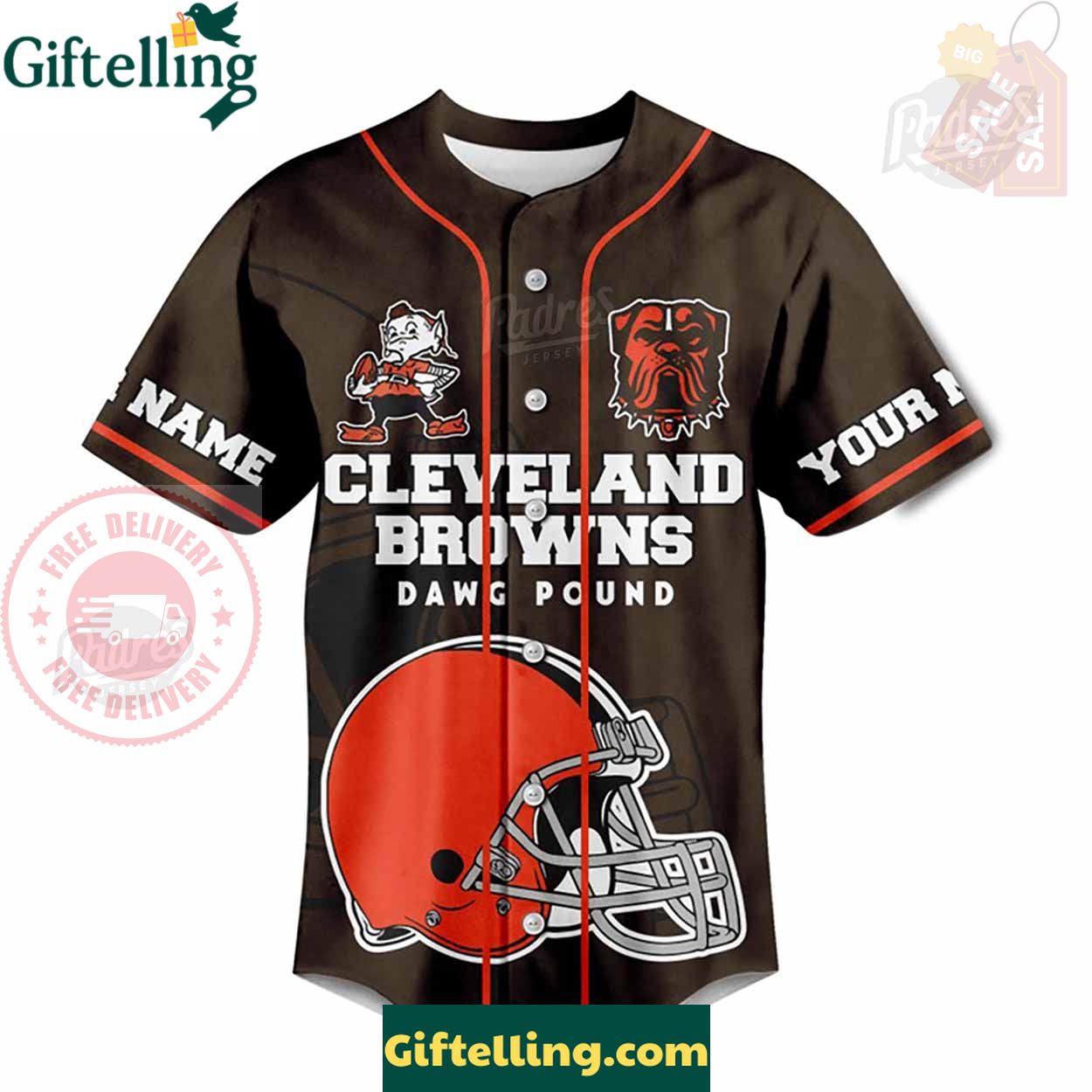 Custom Name Cleveland Browns Fan Baseball Jersey - Padres Jersey Oasis Elevate Your Baseball Style Game 2