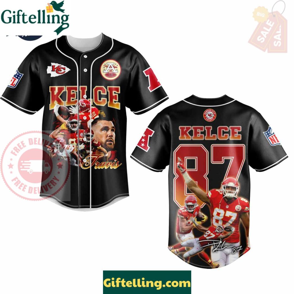 Custom Travis Kelce Kansas City Chiefs Football Baseball Jersey