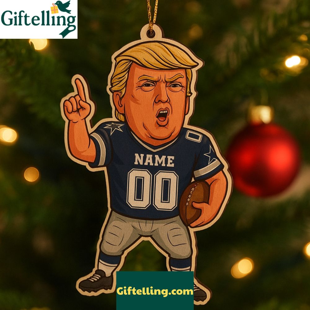 Custom Trump Football Dallas Cowboys 2025 Christmas Ornament