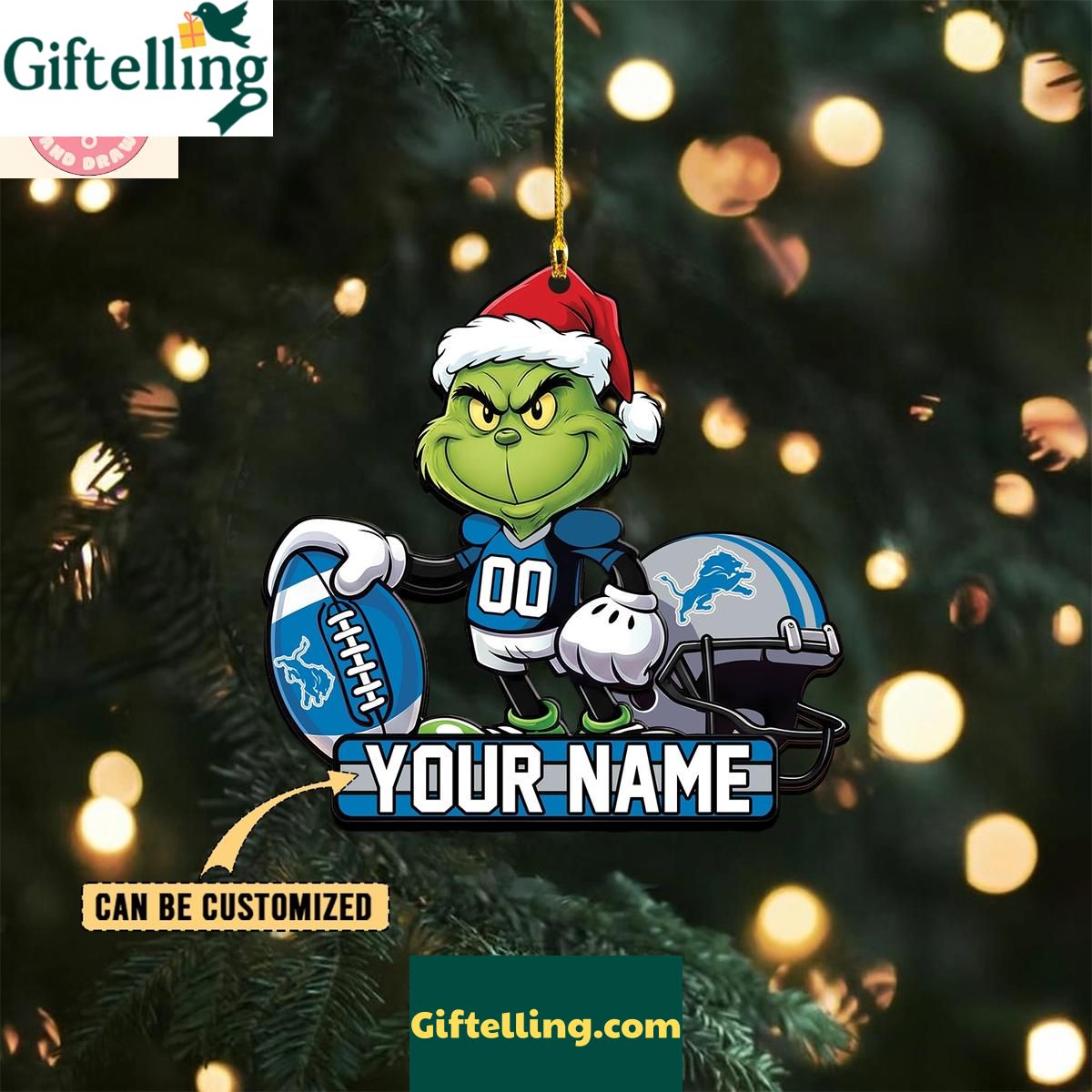 Detroit Lions x The Grinch Christmas Acrylic Ornament Detroit Lions x The Grinch Christmas Acrylic Ornament