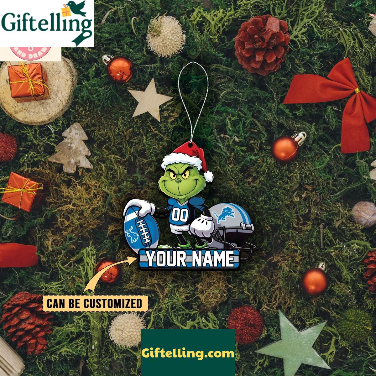 Detroit Lions x The Grinch Christmas Acrylic Ornament Detroit Lions x The Grinch Christmas Acrylic Ornament