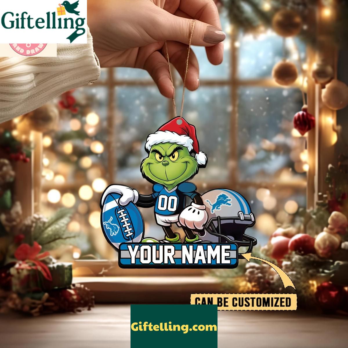 Detroit Lions x The Grinch Christmas Acrylic Ornament Detroit Lions x The Grinch Christmas Acrylic Ornament