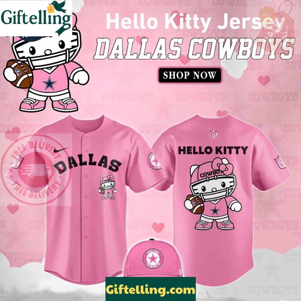 Dallas Cowboys Hello Kitty Pink NFL Baseball Jersey