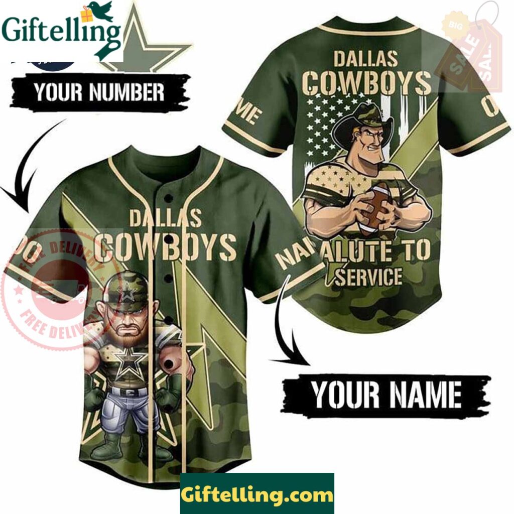Dallas Cowboys Salute To Service Custom Baseball Jersey