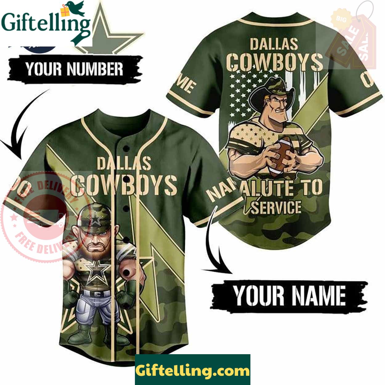 Dallas Cowboys Salute To Service Custom Baseball Jersey - Padres Jersey Oasis Elevate Your Baseball Style Game 1