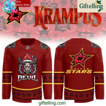 Dallas Stars Christmas Devil Krampus Holiday Hockey Jersey
