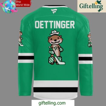 Dallas Stars Oettinger White Away Special Green Hockey Jersey