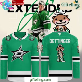Dallas Stars Oettinger White Away Special Green Hockey Jersey