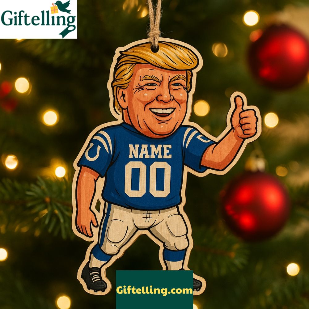 Donald Trump Indianapolis Colts 2025 Christmas Wooden Ornament