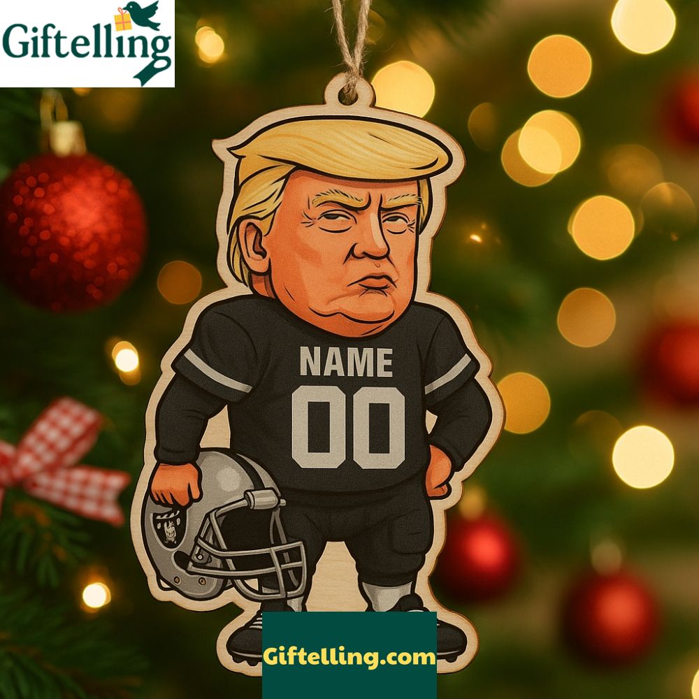 Donald Trump Las Vegas Raiders 2025 Christmas Wooden Ornament
