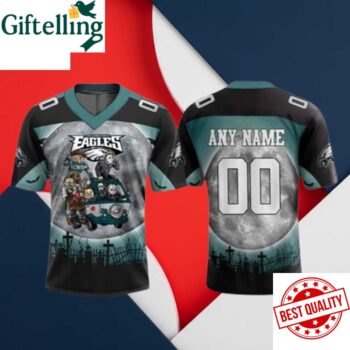 Eagles Happy Halloween Horror Characters Football Jersey
