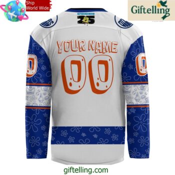 Edmonton Oilers Spongebob 25th Anniversary Custom Hockey Jersey