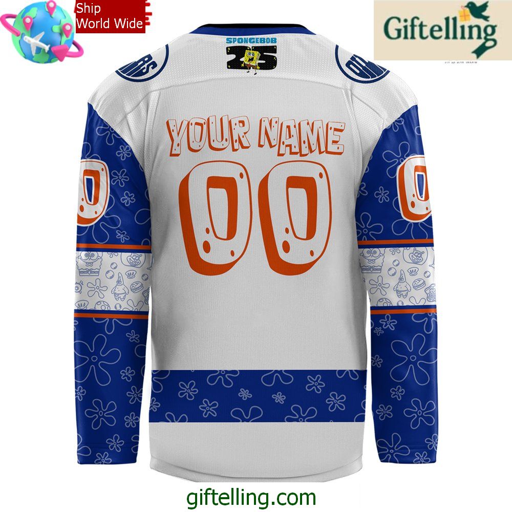 Edmonton Oilers Spongebob 25th Anniversary Custom Hockey Jersey Edmonton Oilers Spongebob 25th Anniversary Custom Hockey Jersey