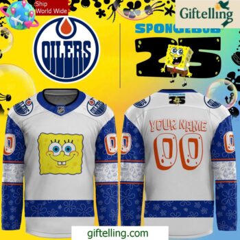 Edmonton Oilers Spongebob 25th Anniversary Custom Hockey Jersey