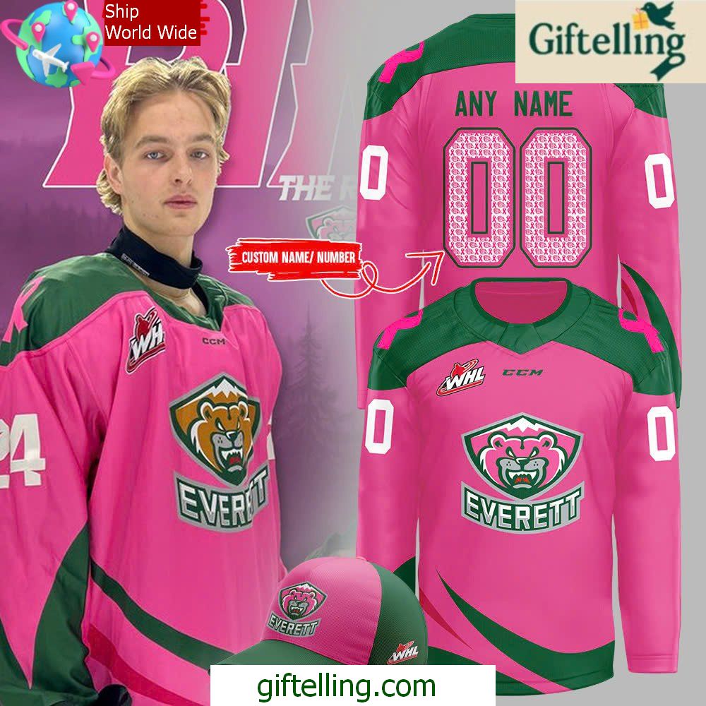 Everett Silvertips Pink in the Rink Night 2024 Hockey Jersey