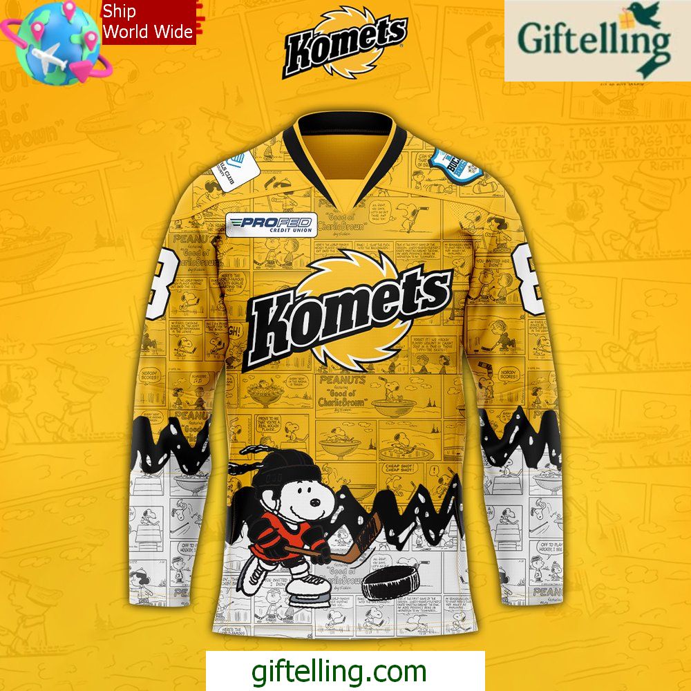 Fort Wayne Komets 75th Anniversary of Peanuts Hockey Jersey Fort Wayne Komets 75th Anniversary of Peanuts Hockey Jersey