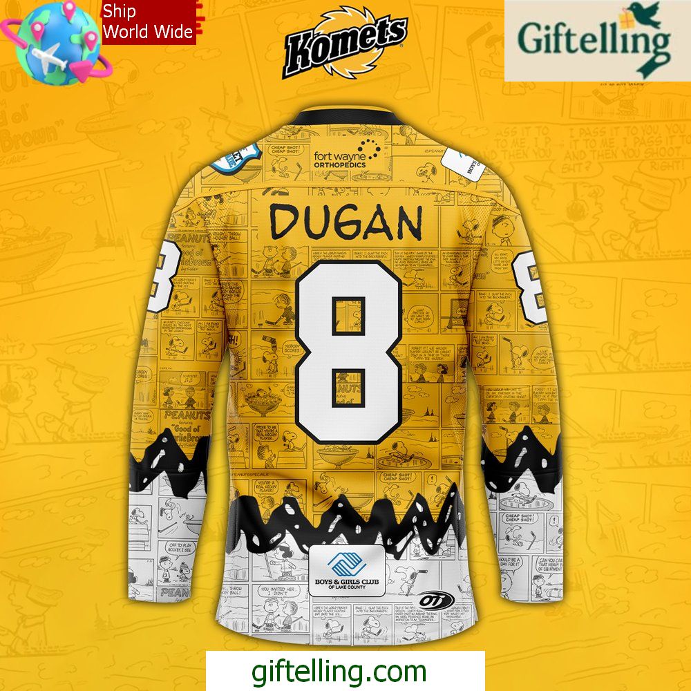 Fort Wayne Komets 75th Anniversary of Peanuts Hockey Jersey Fort Wayne Komets 75th Anniversary of Peanuts Hockey Jersey