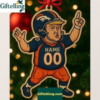 Funny Trump Football Denver Broncos 2025 Christmas Ornament