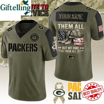 Green Bay Packers Veterans Day Salute To Service Personalized Football Jersey