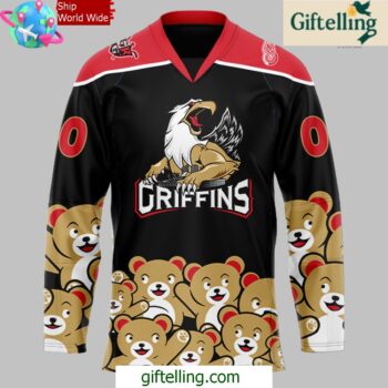 Grand Rapids Griffins Teddy Bear Special Black Hockey Jersey