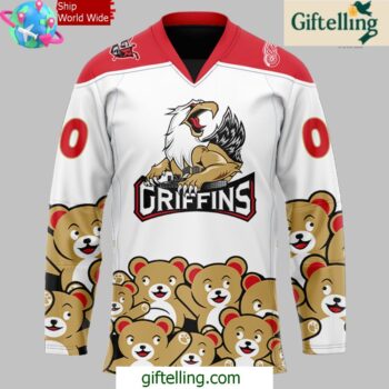 Grand Rapids Griffins Teddy Bear Special White Hockey Jersey