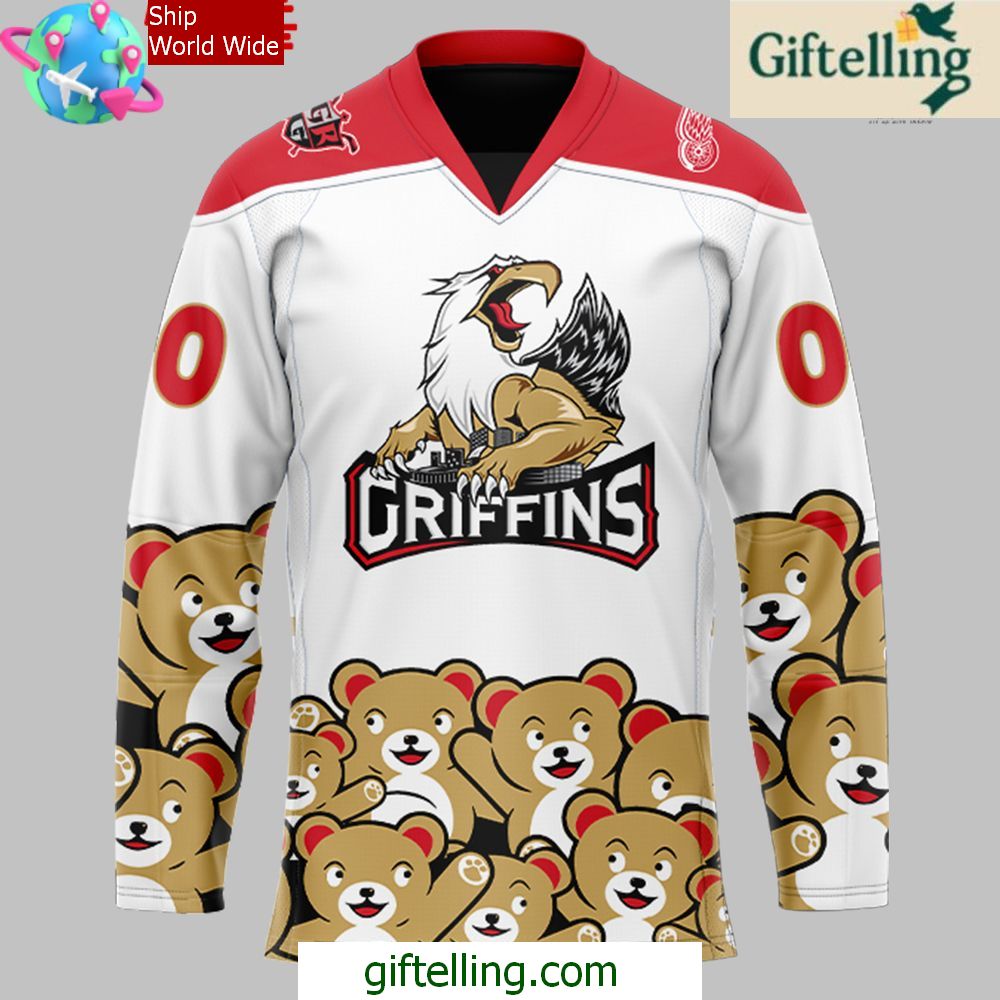 Grand Rapids Griffins Teddy Bear Special White Hockey Jersey Grand Rapids Griffins Teddy Bear Special White Hockey Jersey