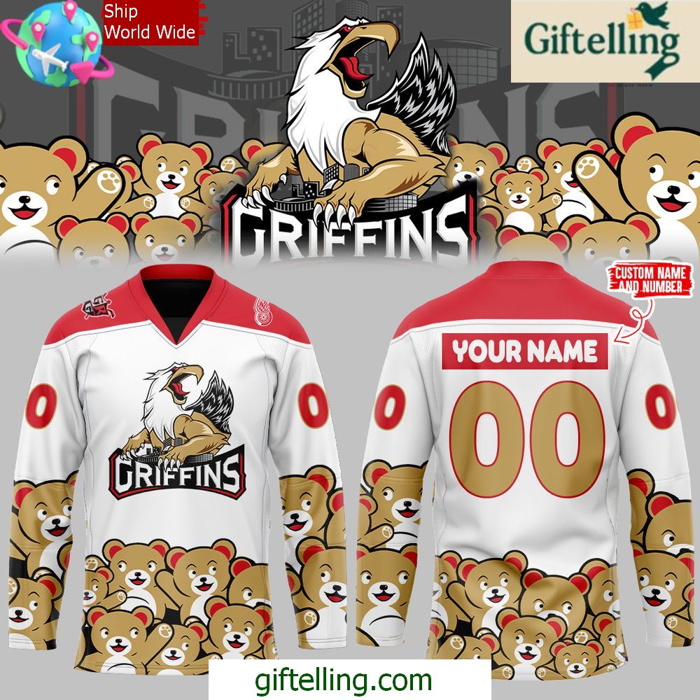 Grand Rapids Griffins Teddy Bear Special White Hockey Jersey
