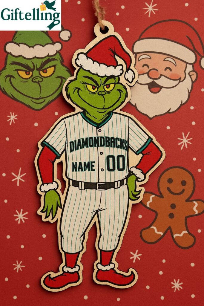 Grinch Arizona Diamondbacks 2025 Christmas Wooden Ornament