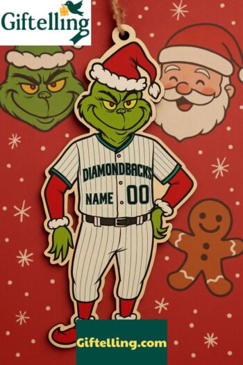 Grinch Arizona Diamondbacks 2025 Christmas Wooden Ornament