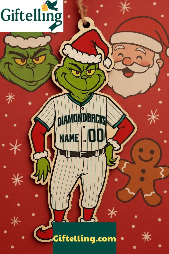 Grinch Arizona Diamondbacks 2025 Christmas Wooden Ornament