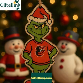 Grinch Baltimore Orioles Christmas Ornament Unique Wooden Holiday Decor