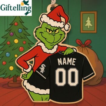 Grinch Chicago White Sox Christmas Ornament Custom Name Number