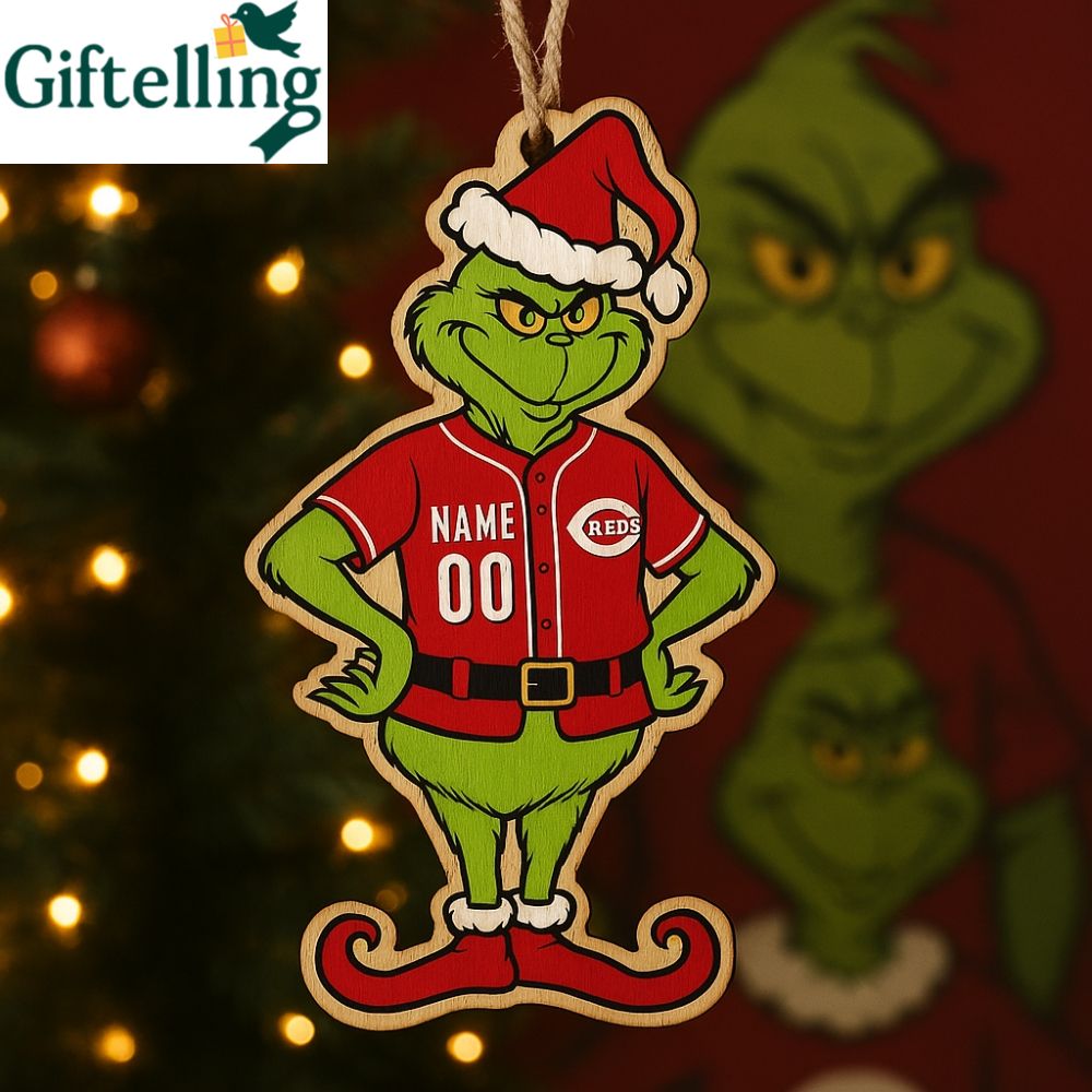 Grinch Cincinnati Reds 2025 Christmas Ornament