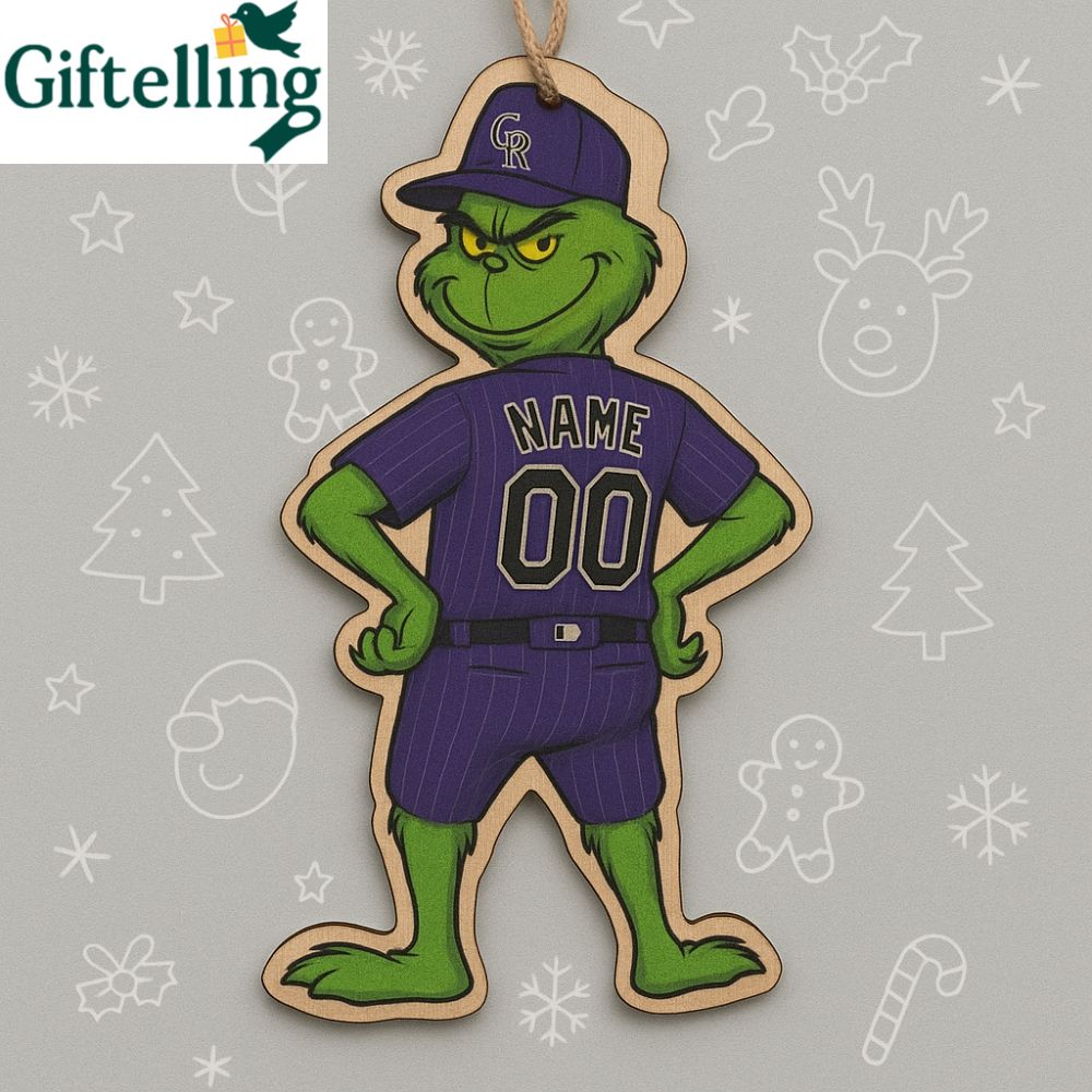 Grinch Colorado Rockies 2025 Christmas Wooden Ornament