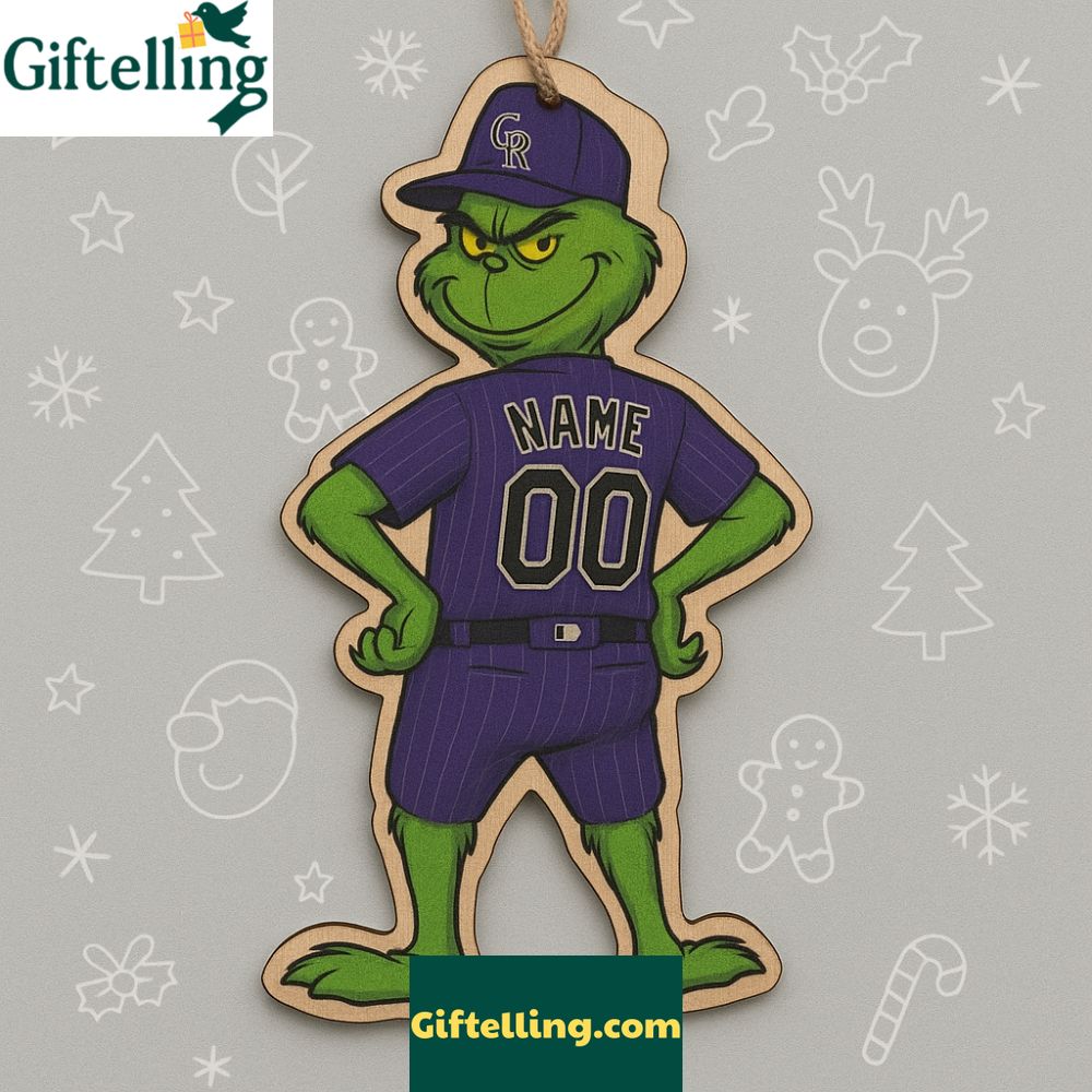 Grinch Colorado Rockies 2025 Christmas Wooden Ornament
