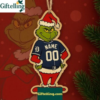 Grinch Detroit Baseball Christmas Ornament Personalized Gift