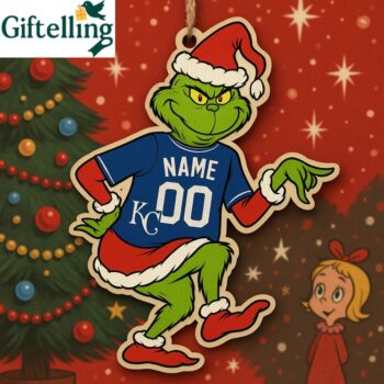 Grinch Kansas City Royals Christmas Wooden Ornament 2025