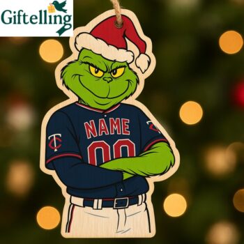 Grinch Minnesota Twins Christmas 2025 Wooden Ornament