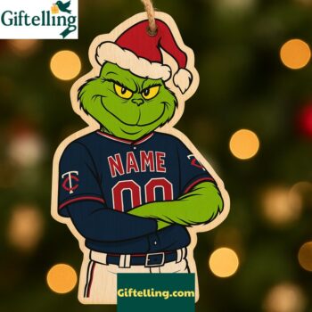 Grinch Minnesota Twins Christmas 2025 Wooden Ornament